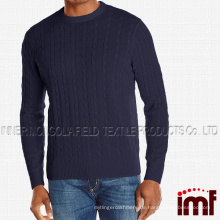 Herren Pullover mit Rundhalsausschnitt aus 100 % Kaschmir Cable